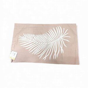 NWT Pottery Barn Fern Embroidered Pillow Cover Muted Pink/Tan  Size 16x26"